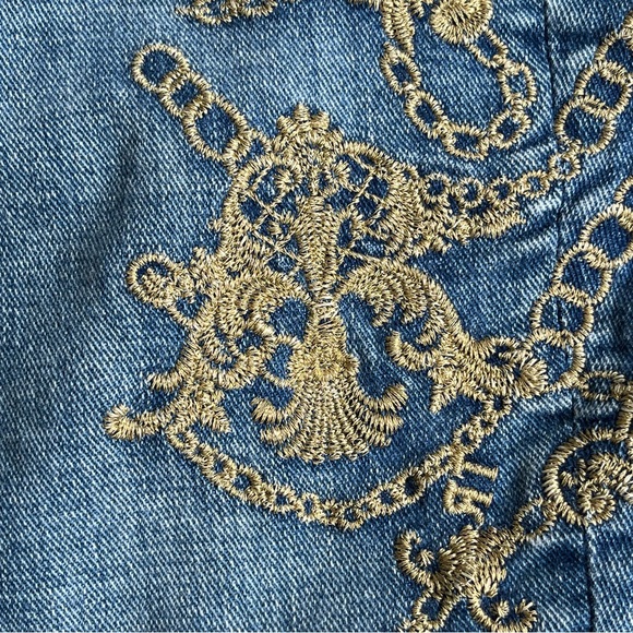 TRUE RELIGION size 30 high waist slim straight leg ornate jeans denim streetwear - Picture 9 of 16